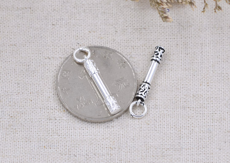 Pendentif à breloque en argent sterling, petit gourdin doré du roi singe, S925