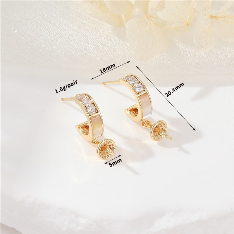 4 boucles d'oreilles goutte d'eau demi-cercle strass embellies 14K GF boucle d'oreille demi-percée perle vierge