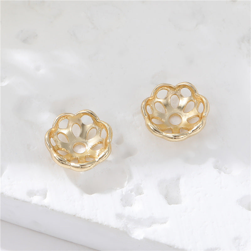 10 Floral Bead Cap Cup 14K GF Charm Beadwork Spacer