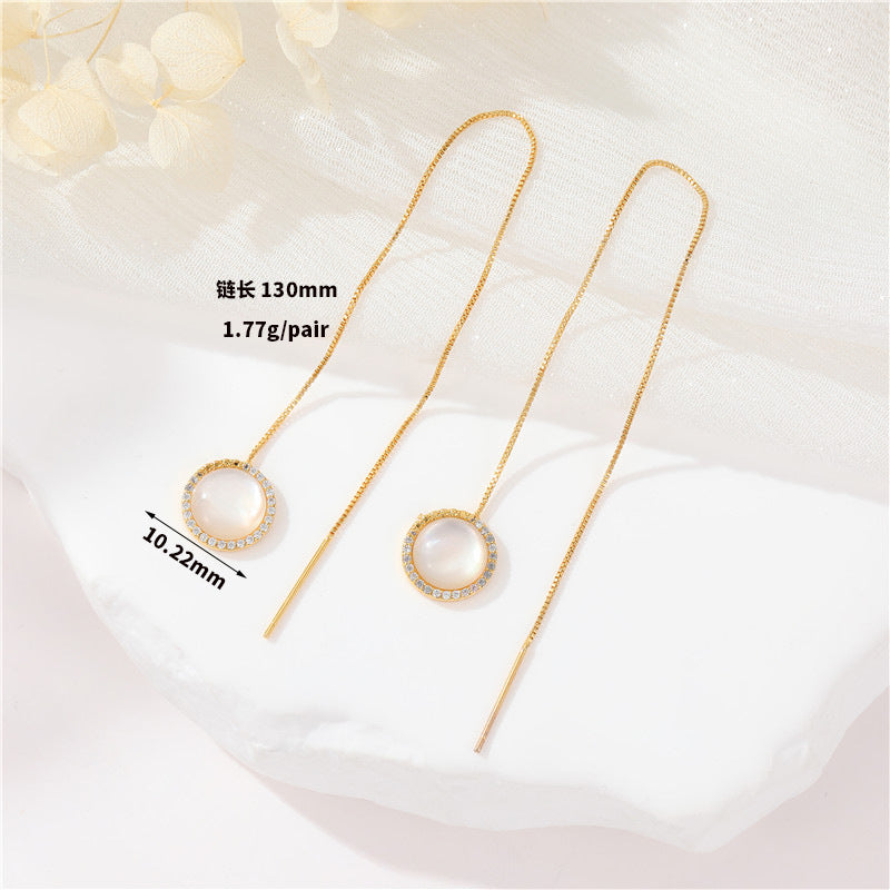 4 Schlangenketten-Ohrstecker, 14 K GF, halbgebohrte Perlen, Rohling