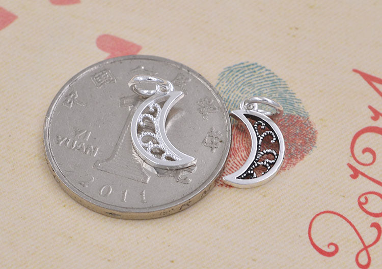 Sterling Silver Tiny Star Moon Charm Pendant S925 Finding