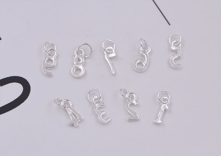 Pendentif à breloque en argent sterling, petit numéro 1-9, recherche S925