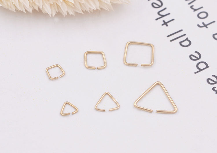 Bague de saut en argent Sterling doré, cercle ouvert, Triangle carré, recherche S925