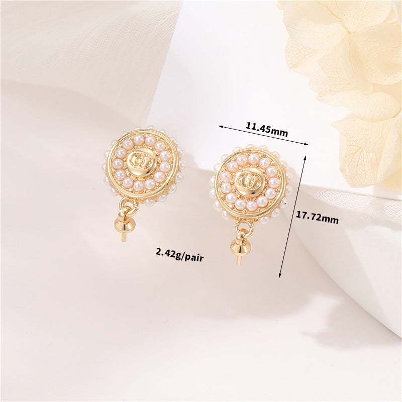 4 éventails papillon Floral Moneybag feuille boucles d'oreilles strass perle embellie 14K GF boucle d'oreille demi-percée perle perle vierge
