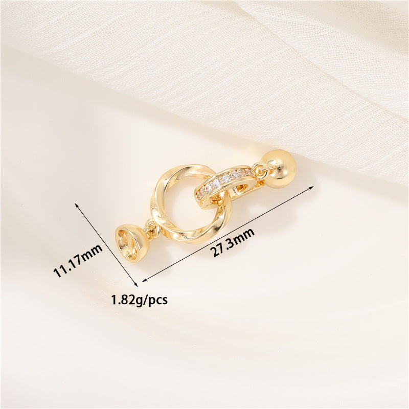 2 Hand Heart Round Circle D Infinity Clasp 14K GF Rhinestone Embellished Clasps Connector