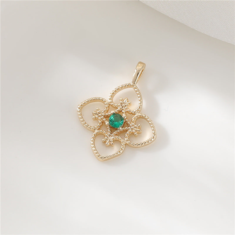 2 pendentifs à breloque florale creuse ornés de strass 14K GF