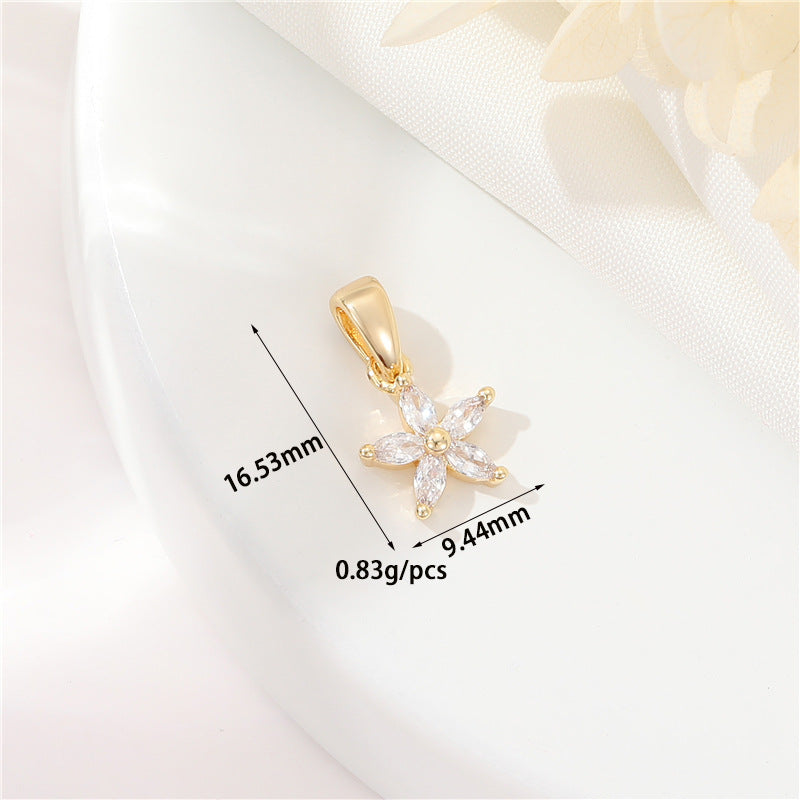 2 pendentifs à breloque en forme d'éventail de papillons floraux de cerise en demi-cercle ornés de strass 14K GF