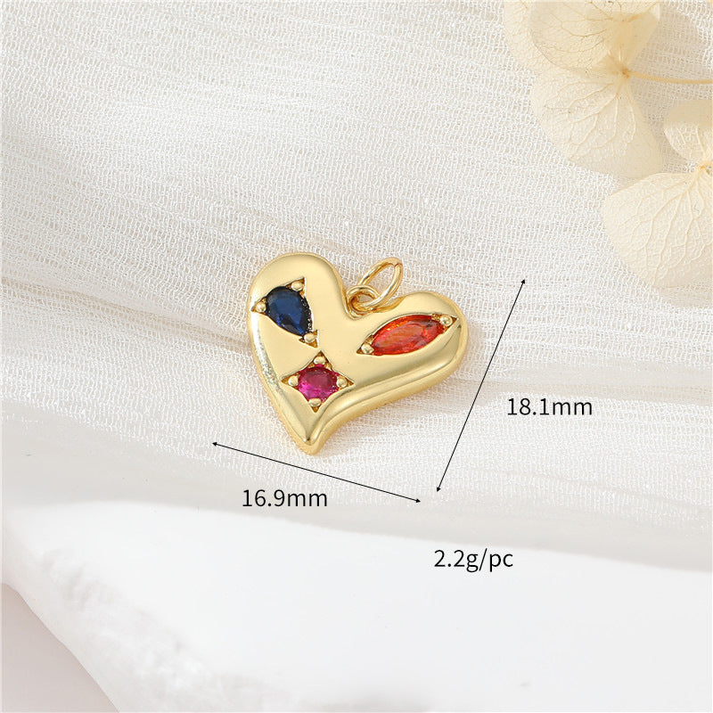 Pendentif à breloque 2 cœurs orné de strass 14K GF