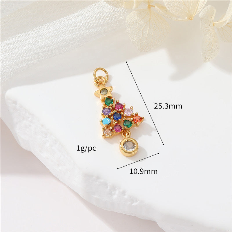 2 coeur floral lune cercle étoile arbre de Noël pendentif à breloque strass embelli 14K GF