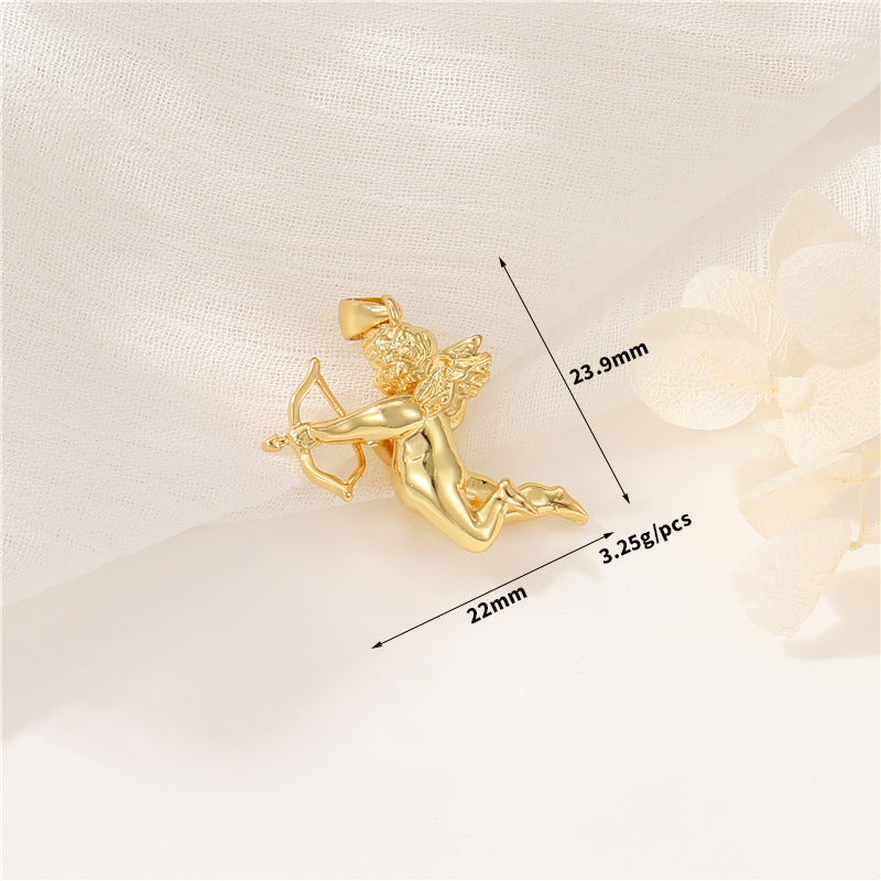Pendentif à breloque 2 anges Cupidon 14K GF