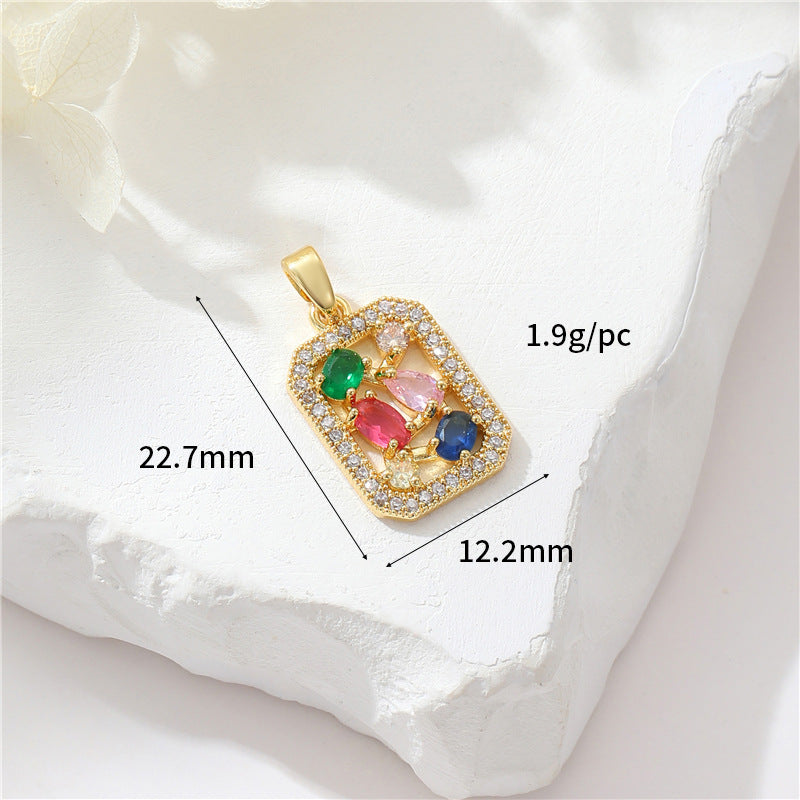 2 chat floral soleil papillon coeur sirène rectangle pendentif à breloque strass embelli 14K GF