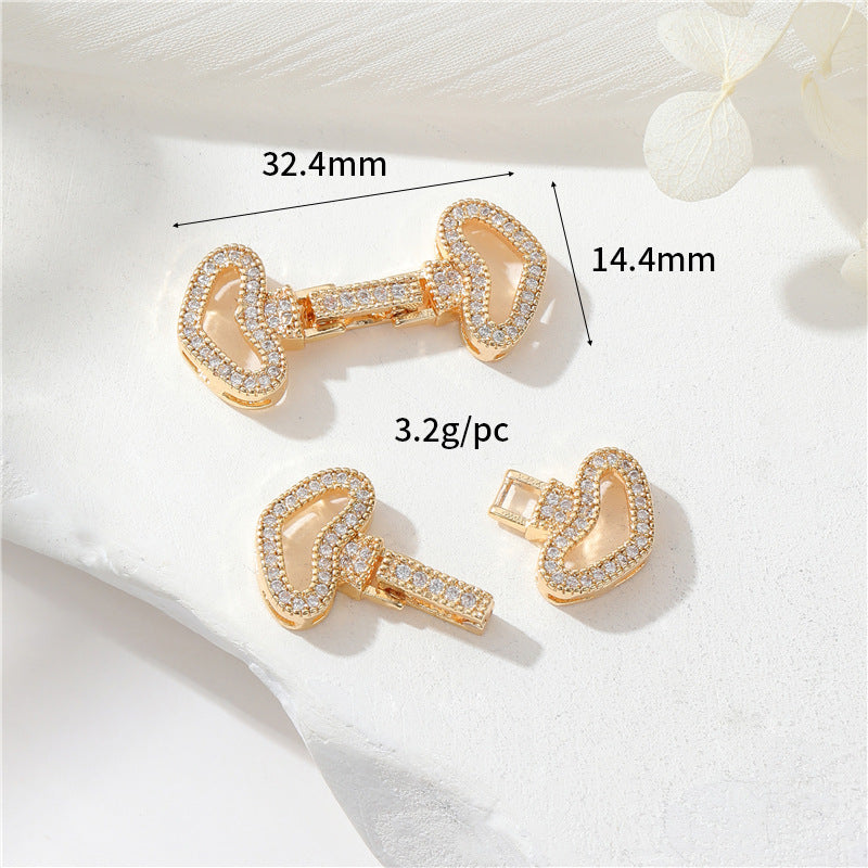 2 Bowknot Butterfly Round Square H Heart Floral Clasp 14K GF Rhinestone Embellished Clasps Connector