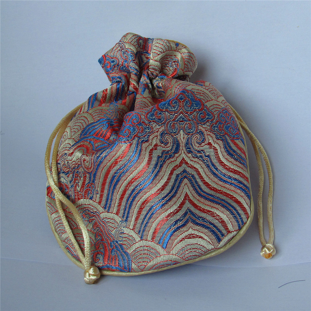 4x5 "pochette en soie colorée de vague de mer chinoise sac de pièces d'argent de poche sac à cordon de serrage lot sacs d'emballage traditionnels pour cadeaux de bijoux