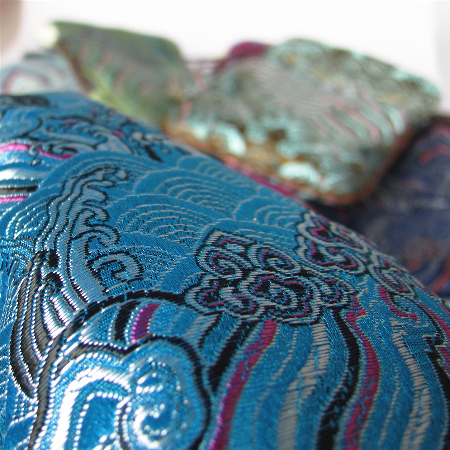 4x6" Colorful Sea Wave Silk Rosary Bag Pouch Lint Lining Coin Wallet Drawstring Grab Amulet Bag Traditional Jewelry Gift Packaging