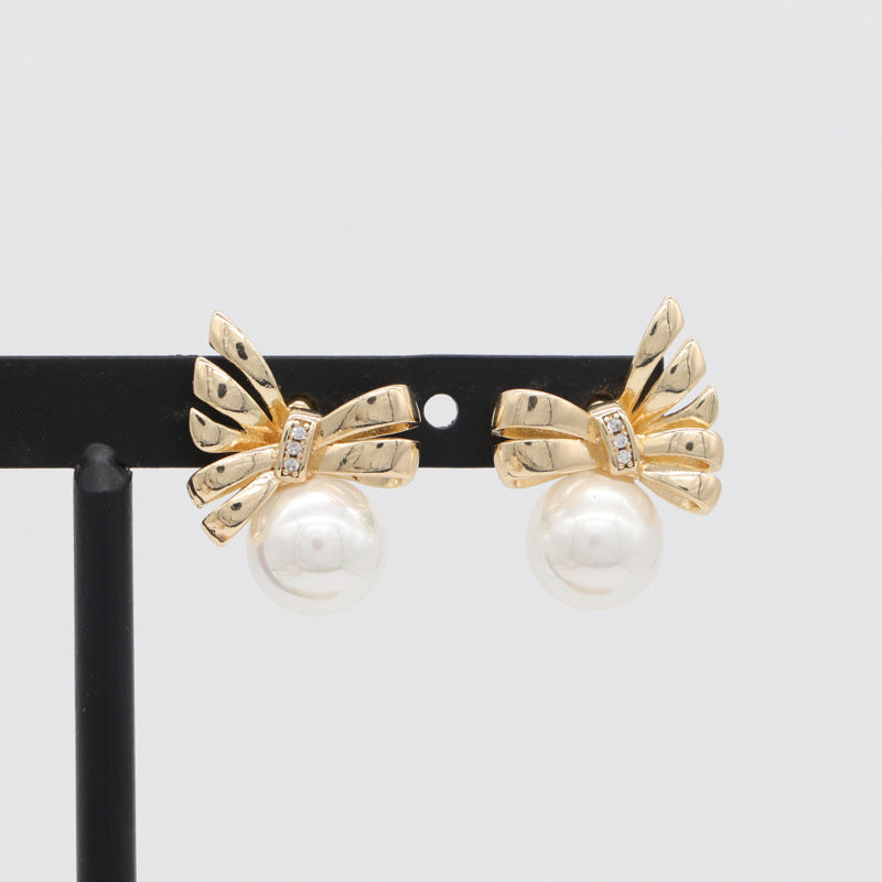 4 boucles d'oreilles papillon florales à cercle ouvert avec perles, boucles d'oreilles en strass 14K GF