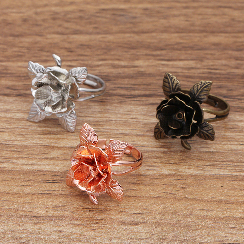 100 Filigree Floral Charm Openable Circle Ring 18KGP 6mm Round Nonporous Blank Base Gemstone Setting