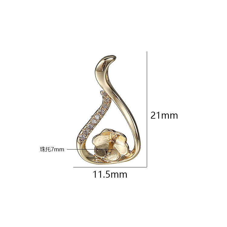 2 Wassertropfen-Charm-Anhänger mit Strass verziert, 14K GF, halbgebohrte Perle, Rohling