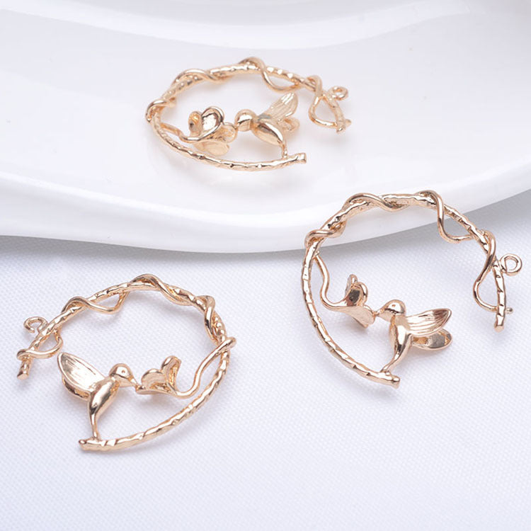 20 pendentif à breloque cercle bourdonnant d'oiseau de vigne 14K GF