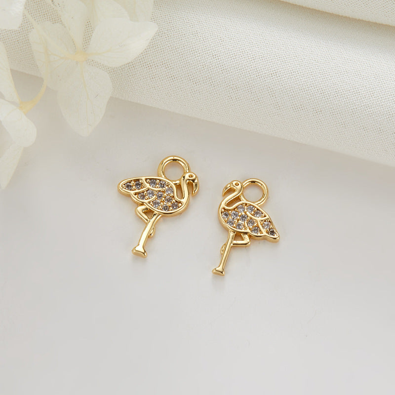 2 Ladybird Whale Tail Carrot Bee Flash Spider Star Mushroom Rabbit Cat Charm Pendant Rhinestone Embellished 14K GF