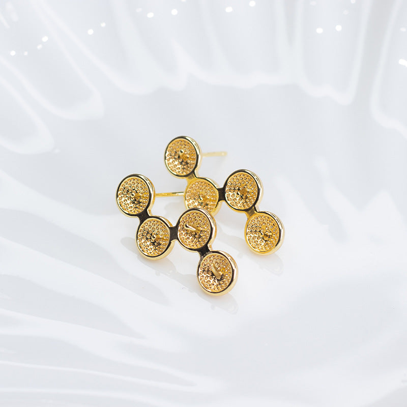 Boucles d'oreilles à tige 4 lignes 14K GF, perles à moitié percées, vierges