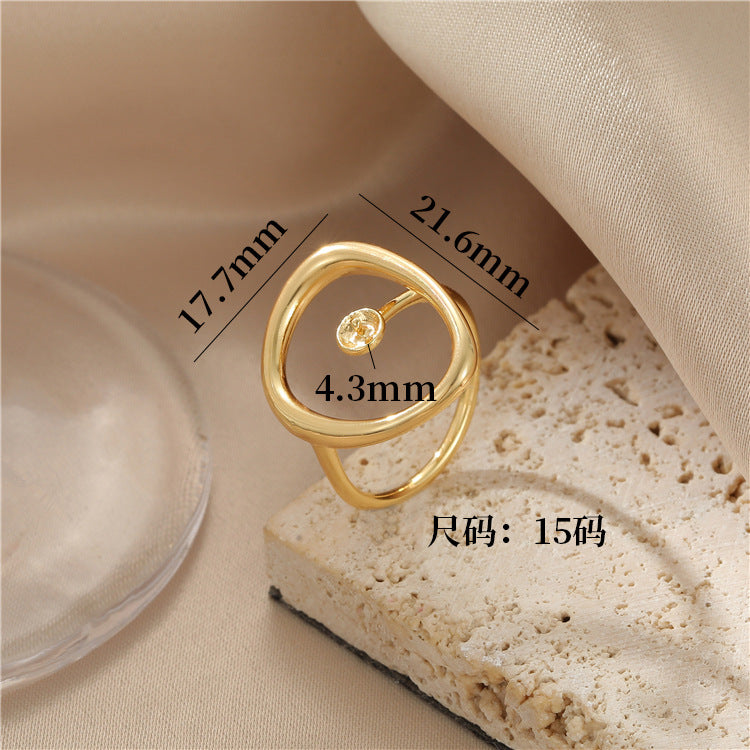 2 Statement-Ring mit offenem Kreis, 14K GF, halbgebohrter Perlenrohling