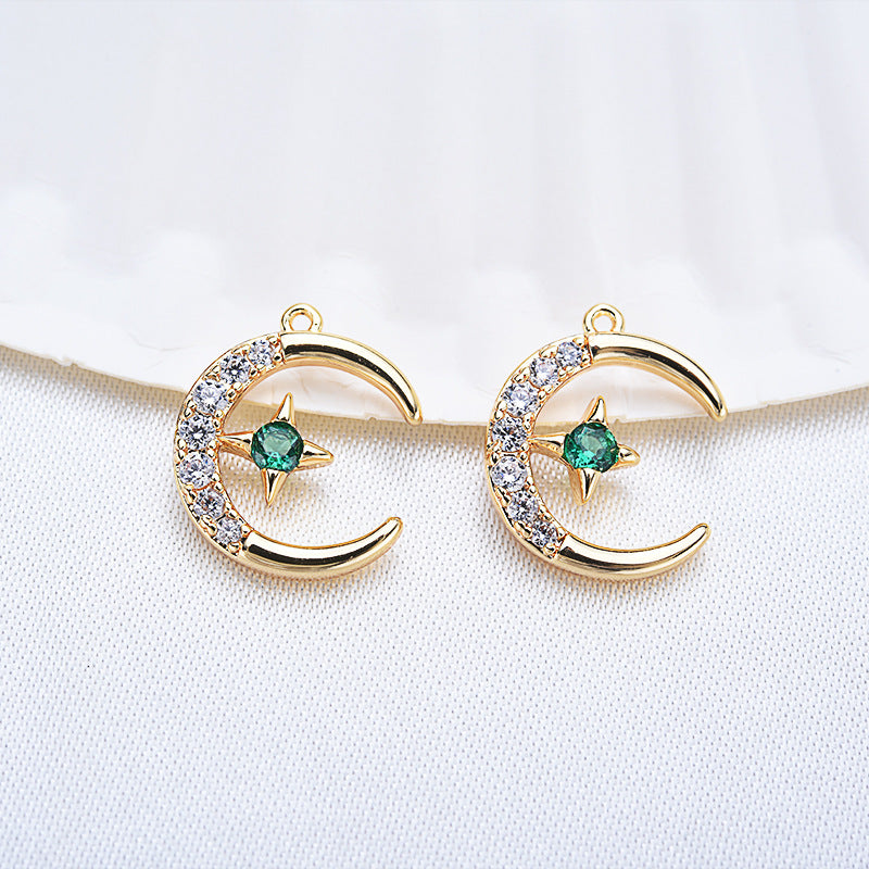 20 Star Moon Charm Pendant Rhinestone Embellished 14K GF