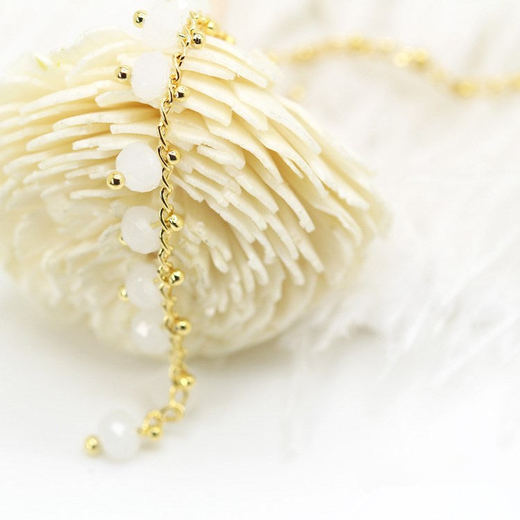 Chaîne de charme de perles à facettes de 2 mètres, ornée de strass 14K GF