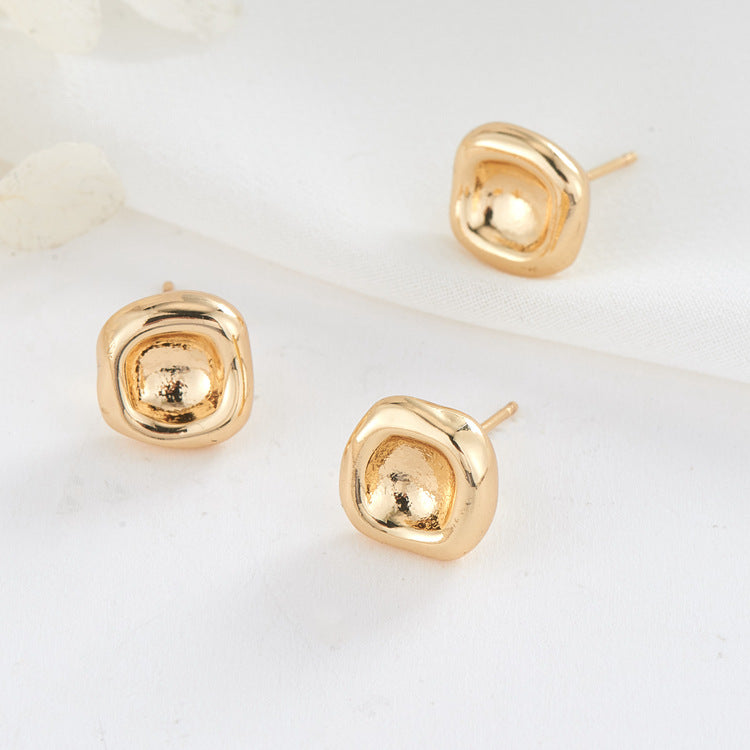 4 Square Bowl Stud Earrings 14K GF Earing