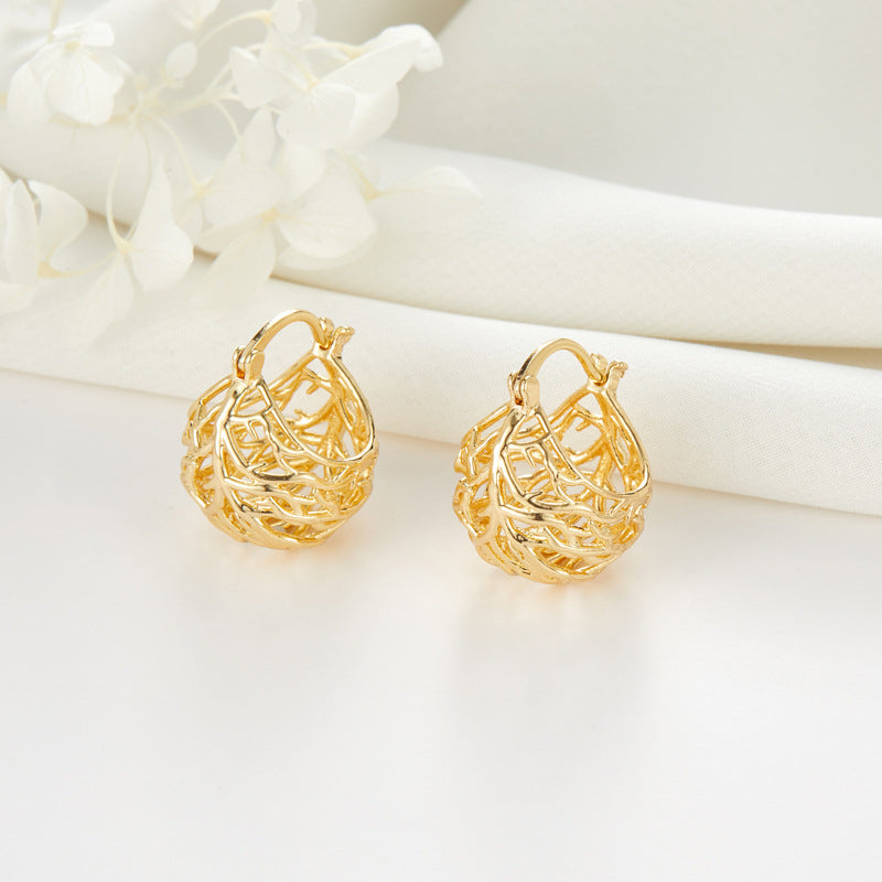 4 boucles d'oreilles créoles à gilet creux 14K GF