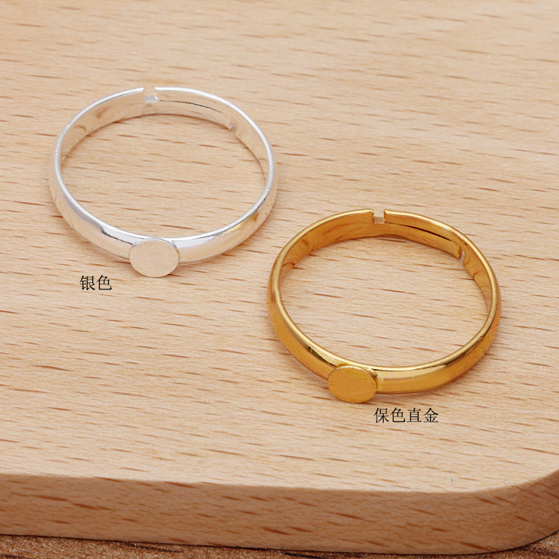 50 Small Flat Pad Openable Circle Ring 18KGP 4mm Round Cabochon Blank Base Gemstone Setting