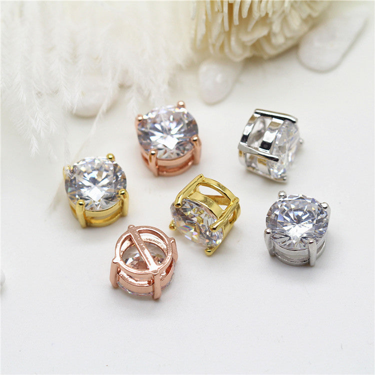 5 pendentifs à breloques en pierre ronde ornés de strass 14K GF