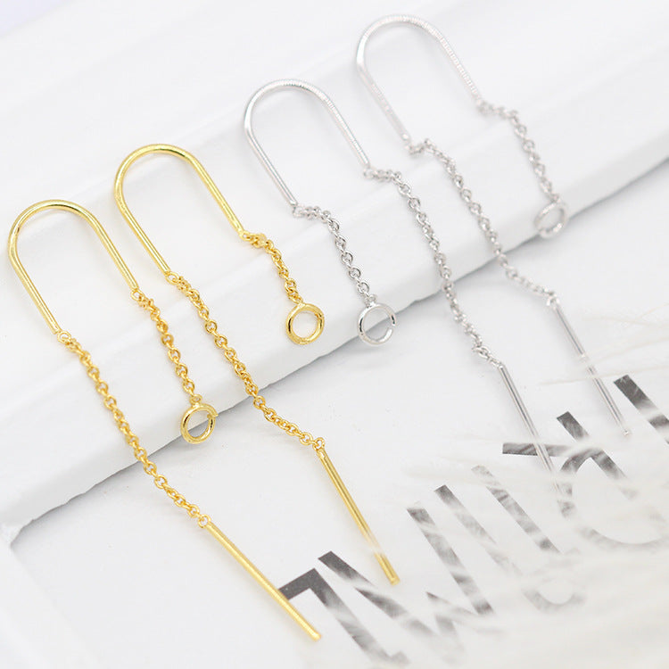 10 U Circle Oval Link Cable Chain Threader Earrings 14K GF Earing