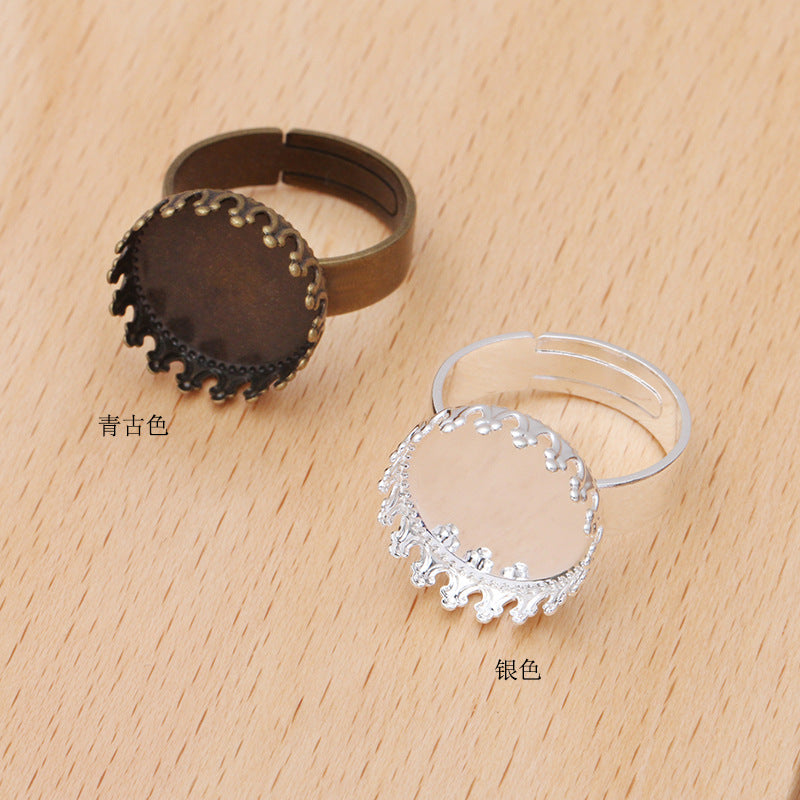 200 Crown Edge Bezel Cup Openable Circle Ring 18KGP 15mm Round Cabochon Blank Base Gemstone Setting