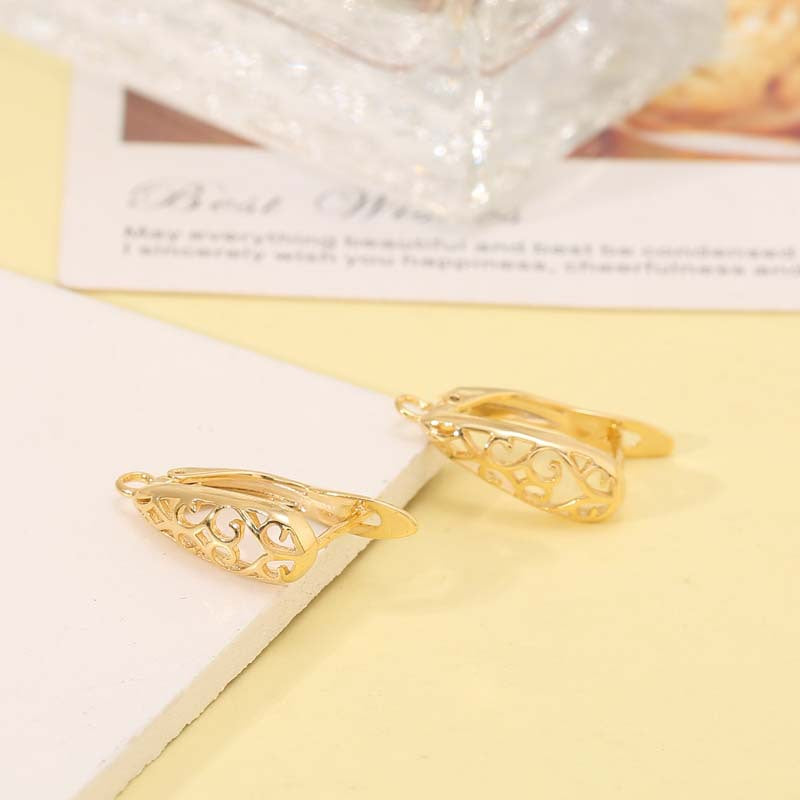 4 boucles d'oreilles creuses en forme de goutte d'eau en diamant avec boucle ornée de strass 14 carats GF