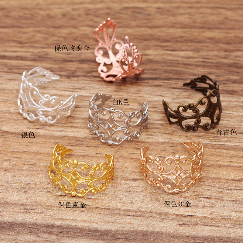 50 Bague Cercle Ouvert Floral Filigrane 18KGP 18mm