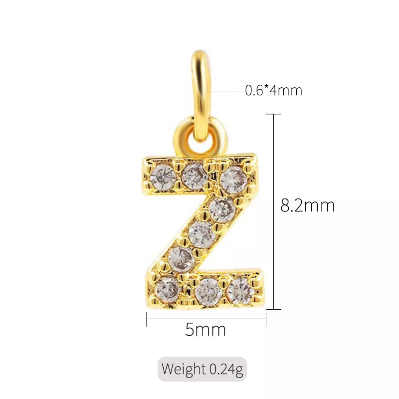2 minuscules initiales Alphabet AZ Charm Pendentif Strass Embelli 14K GF
