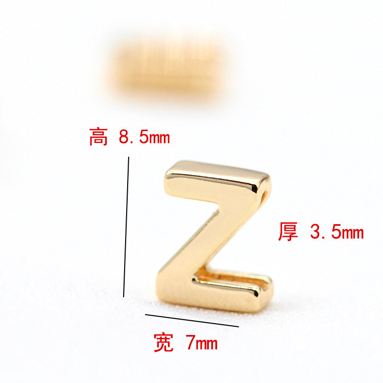 10 trous larges Alphabet plat perle ceinture charme 14K GF perles entretoise