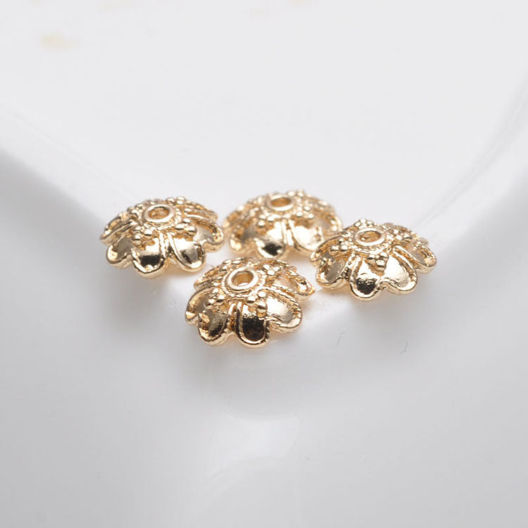 50 bonnets de perles florales, tasse 14K GF, breloques, entretoise de perles