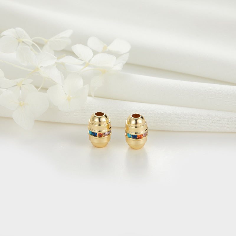 2 petites perles de colonne d’olive 14K GF Charm strass embelli entretoise de perles