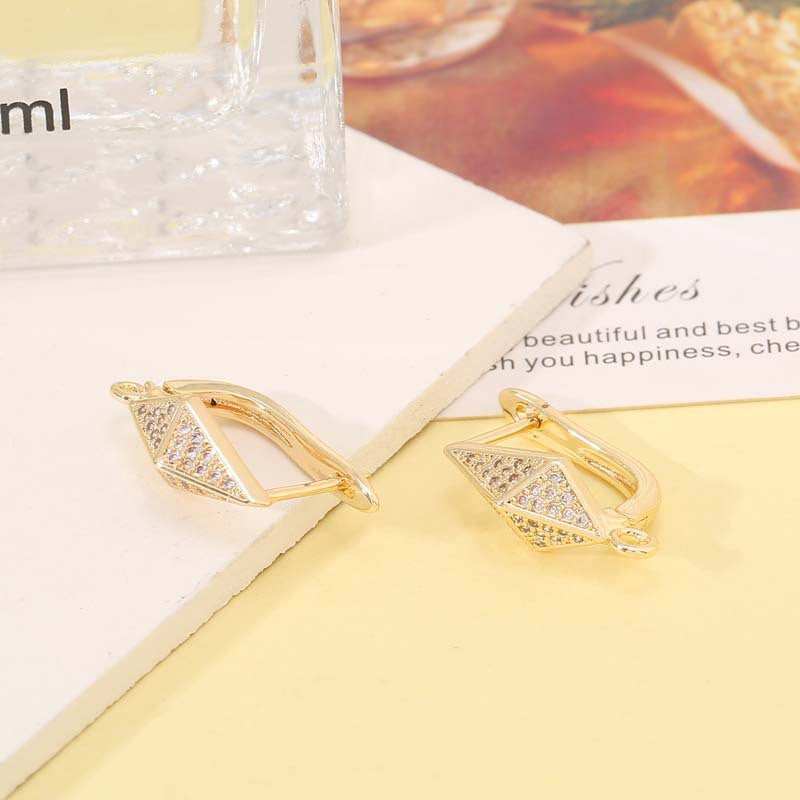 4 Hollow Waterdrop Diamond Hoop Earrings with Loop Rhinestone Embellished 14K GF Earing