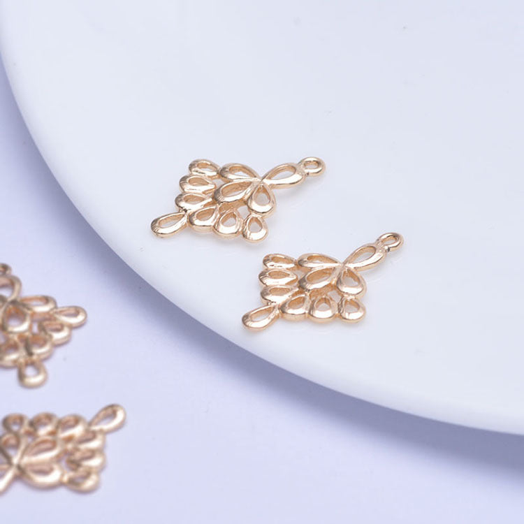 20 connecteurs de charme paon à double boucle 14K GF