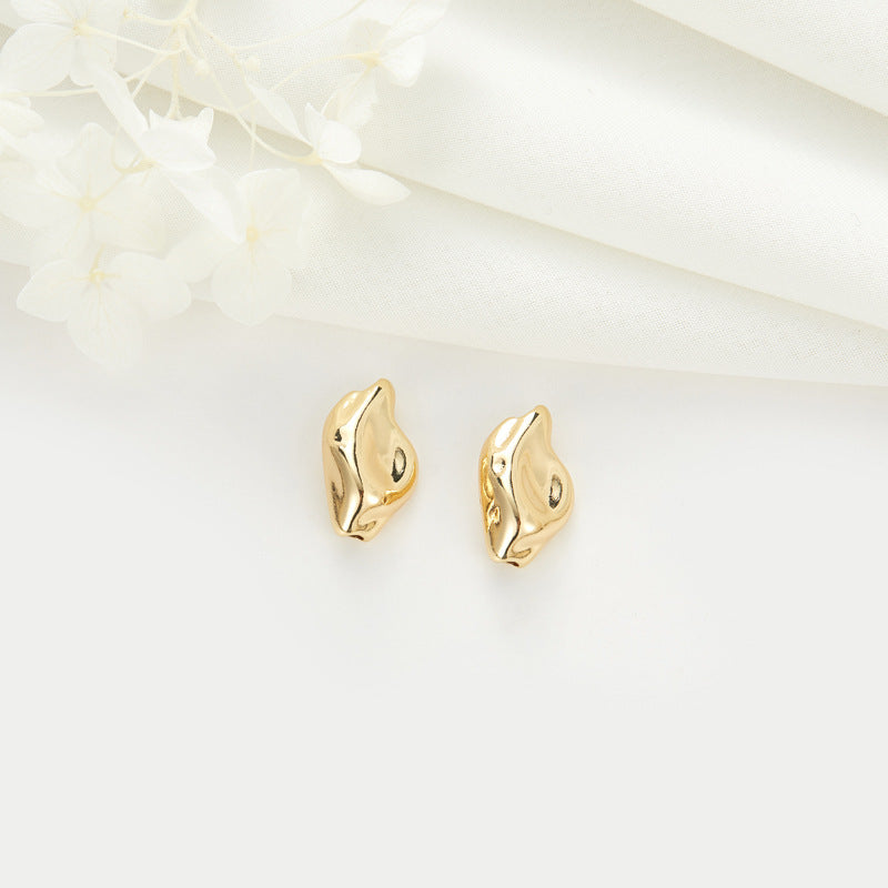 2 Raw Nugget Bead Charm 14K GF Charm Beadwork Spacer