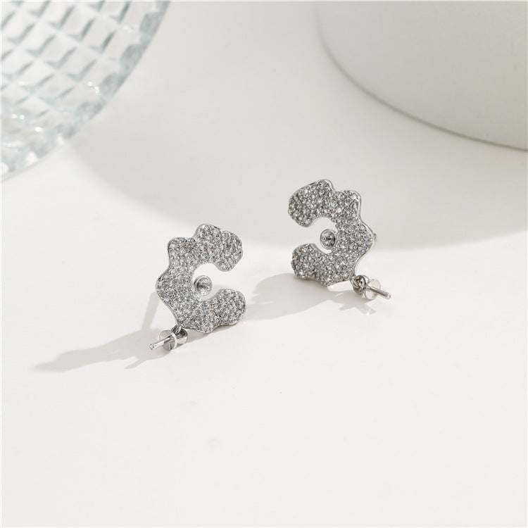 4 Halbkreis-Ohrstecker, mit Strasssteinen verziert, 14-Karat-GF-Ohrring, halbgebohrte Perle, Rohling