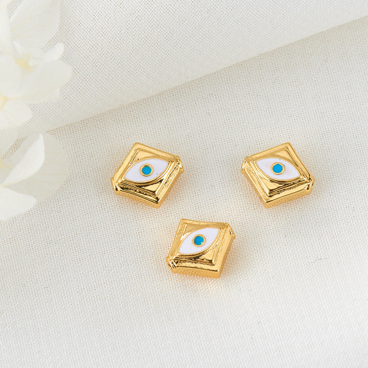 2 Multi Hole Eye Bead Enamel Epoxy Square Eye Bead 14K GF Charm Beadwork Spacer