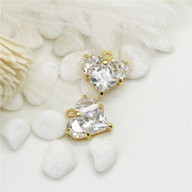 Pendentif à breloque 2 cœurs orné de strass 14K GF