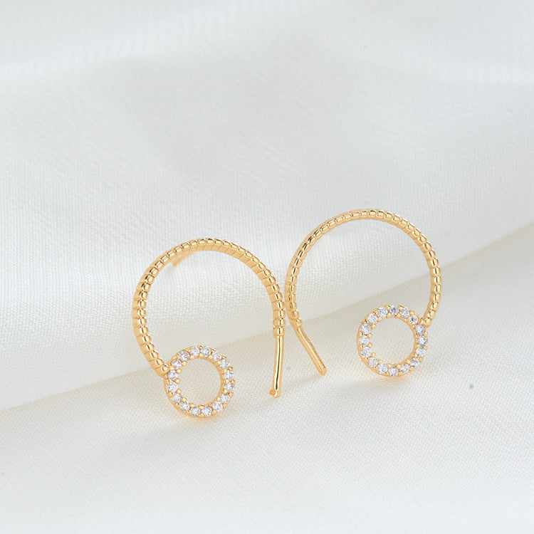 4 florale Kreis-Ohrstecker, Strassverzierung, 14K GF-Ohrring, halbgebohrte Perle, Rohling