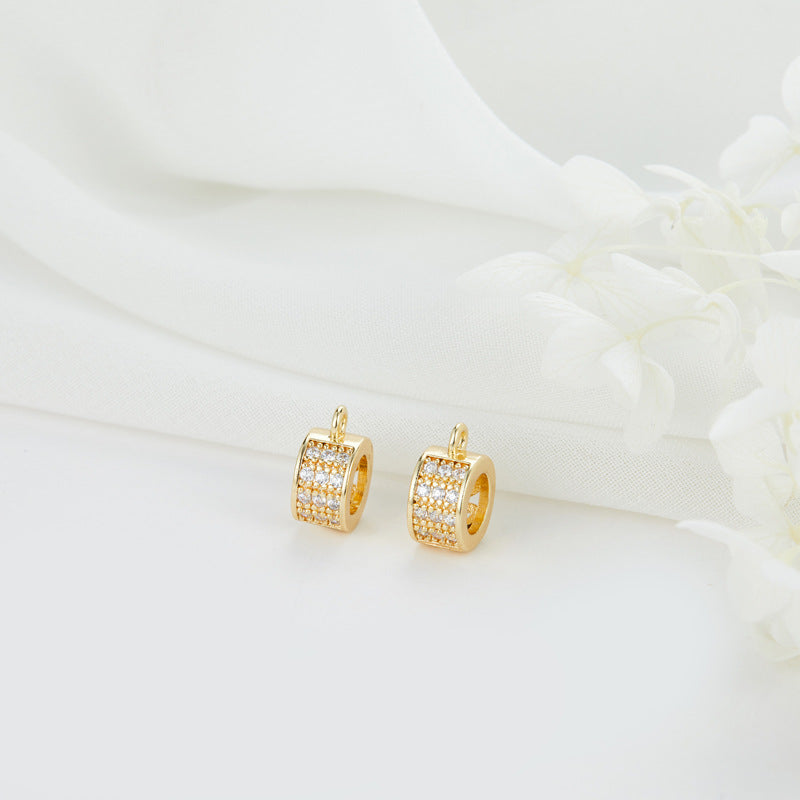 2 petites perles de colonne de cylindre avec boucle 14K GF Charm strass embelli entretoise de perles