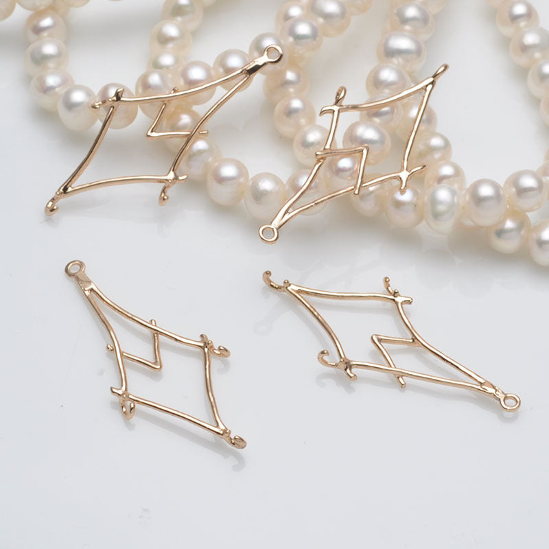 20 connecteurs de charme en diamant creux à double boucle 14K GF