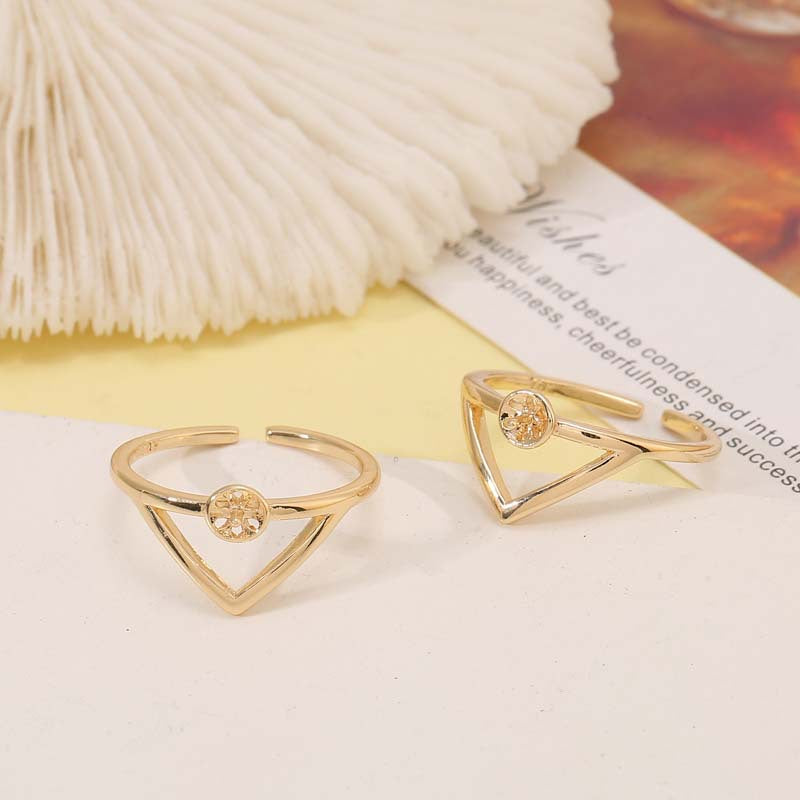 2 Stackable Open Circle Statement Ring 14K GF Half Drilled Pearl Bead Blank