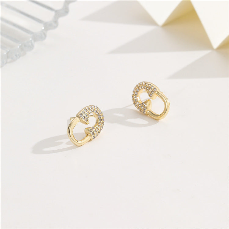 4 Love Ovale Kreis-Ohrstecker, 14 K GF-Strassverzierung